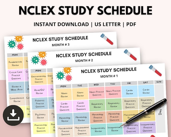 Nclex Study Schedule NCLEX RN Study Plan NCLEX Study Guide Etsy