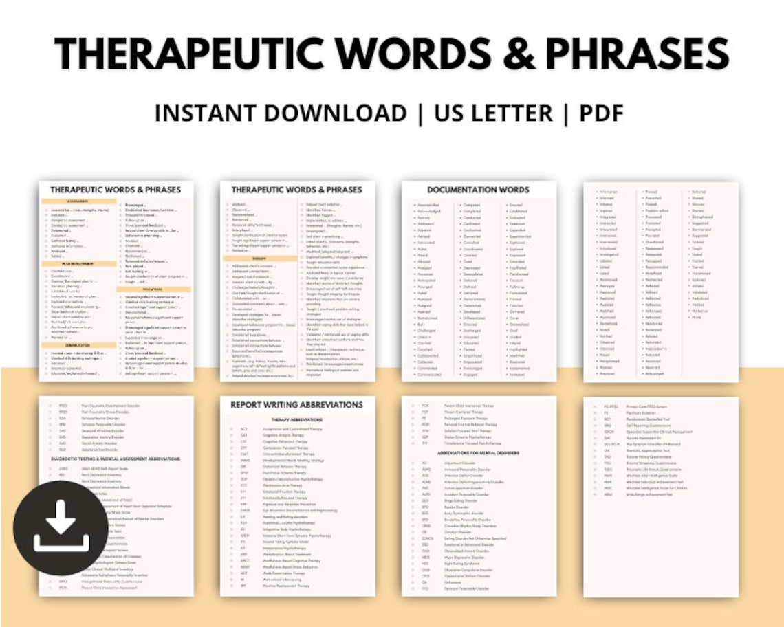 Therapeutic Intervention Words & Phrases Therapy Etsy