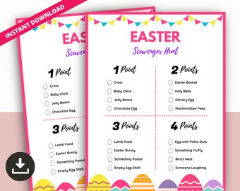 Easter Scavenger Hunt Game, Printable Party Activity (PDF)