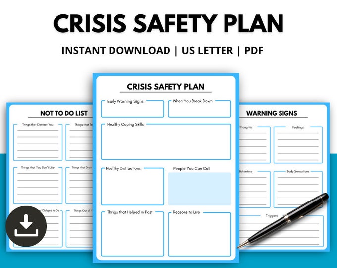 Crisis Safety Plan, Safety Crisis Plan Worksheet, Safety Plan Template ...