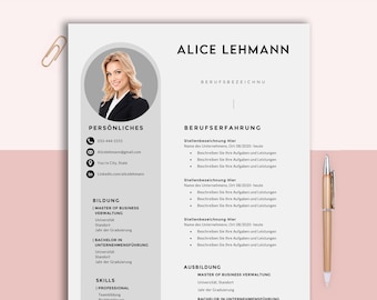 Professionelle Lebenslauf Vorlage Deutsch, Bewerbungsvorlagen, Word, Pages, Ausbildung Bewerbung, Tabellarischer Lebenslauf mit Cover Letter