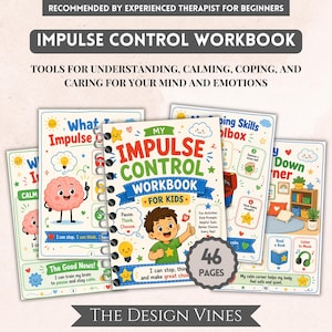 Werkboek voor impulsbeheersing, activiteiten voor emotionele regulatie voor kinderen, hulpmiddelen voor het omgaan met stress, rusthoek, persoonlijke groei, woedebeheersing.
