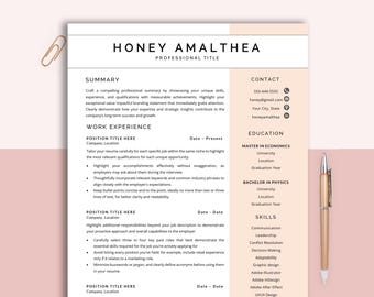 Minimalist Resume Template, Cover Letter, References (Word & Pages)