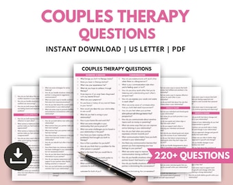 Couples Therapy Questions, Marriage Counseling Session Questions, Couples Therapy Intervention Questions, Therapist Reference Sheet