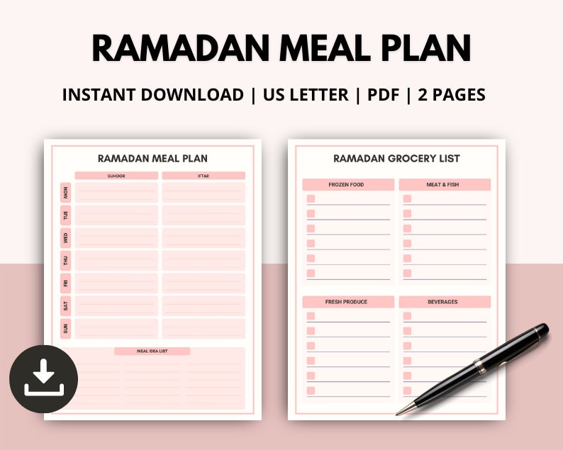 Ramadan Journal Prompts, Ramadan Planner Digital, Ramadan Meal Plan