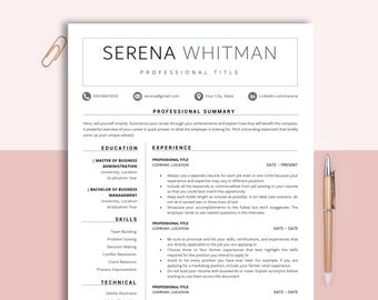 Clean Resume Template Word & Pages, Minimalist Executive Resume, Simple Modern Smooth Template with Cover letter, Resume Template 2025