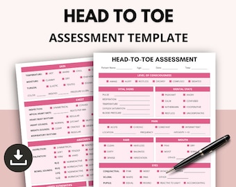 Head-to-Toe Nursing Assessment Checklist, Printable Guide (Digital Download)