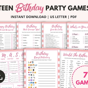 Teen Birthday Party Games Bundle Teenager Slumber Party - Etsy