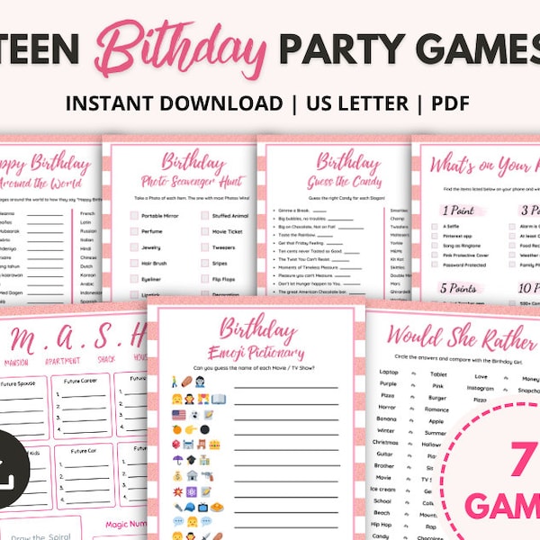 Teen Birthday Party Games Bundle, Teenager Slumber Party Games, Girls Sleepover Party Activities, Fun Teen/Preteen Pajama Party Games