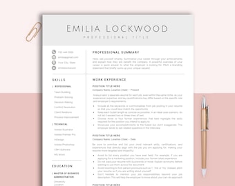 Resume Template Word, Pages, Professional Resume, CV Template, Modern Resume, Minimalist Resume, CV Resume, Resume Template 1,2,3 Page Cv