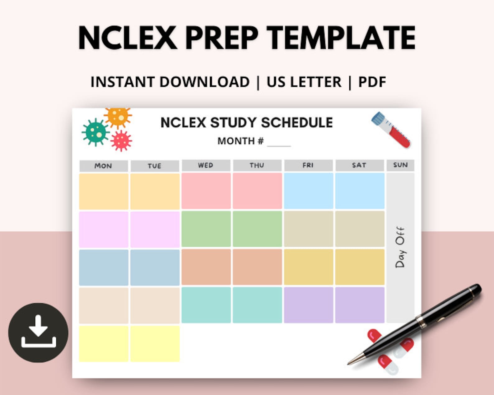 Nclex Study Schedule NCLEX RN Study Plan NCLEX Study Guide Etsy
