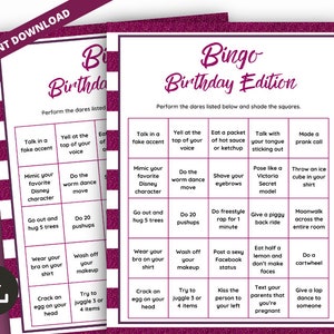 Adult Bingo Birthday Game, Adult Birthday Party Game, Kinky Dares Game, Ladies Night Party Activity, Naughty Bingo Game for Adults