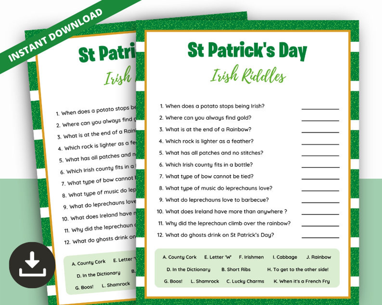 St Patrick Day Riddles Game, Leprechaun Riddles Game, Irish Riddles ...