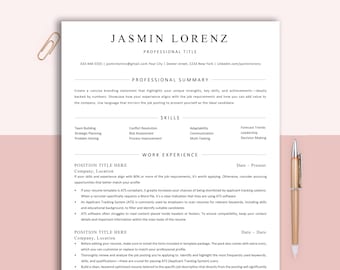 ATS Friendly Resume Template Word, Pages, ATS Cv Resume Template, Minimalist Resume, Simple Resume, Basic Resume, Professional Executive CV