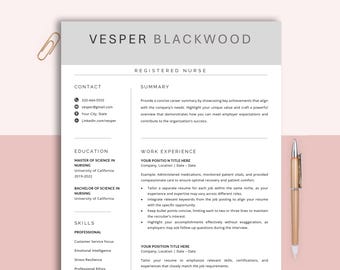 Nursing Resume Template, Registered Nurse, RN, New Grad (Word & Pages)