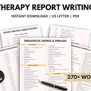 Wörter und Sätze für therapeutische Eingriffe, Therapieabkürzungen, Spickzettel für das Schreiben von Klinischen Berichten, Notizen zum Fortschritt des Therapeuten, Aufnahmeformulare