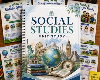 Social Studies Unit Study for Kids | Homeschool Social Studies Curriculum | Families, Communities, Geography & Citizenship Printable