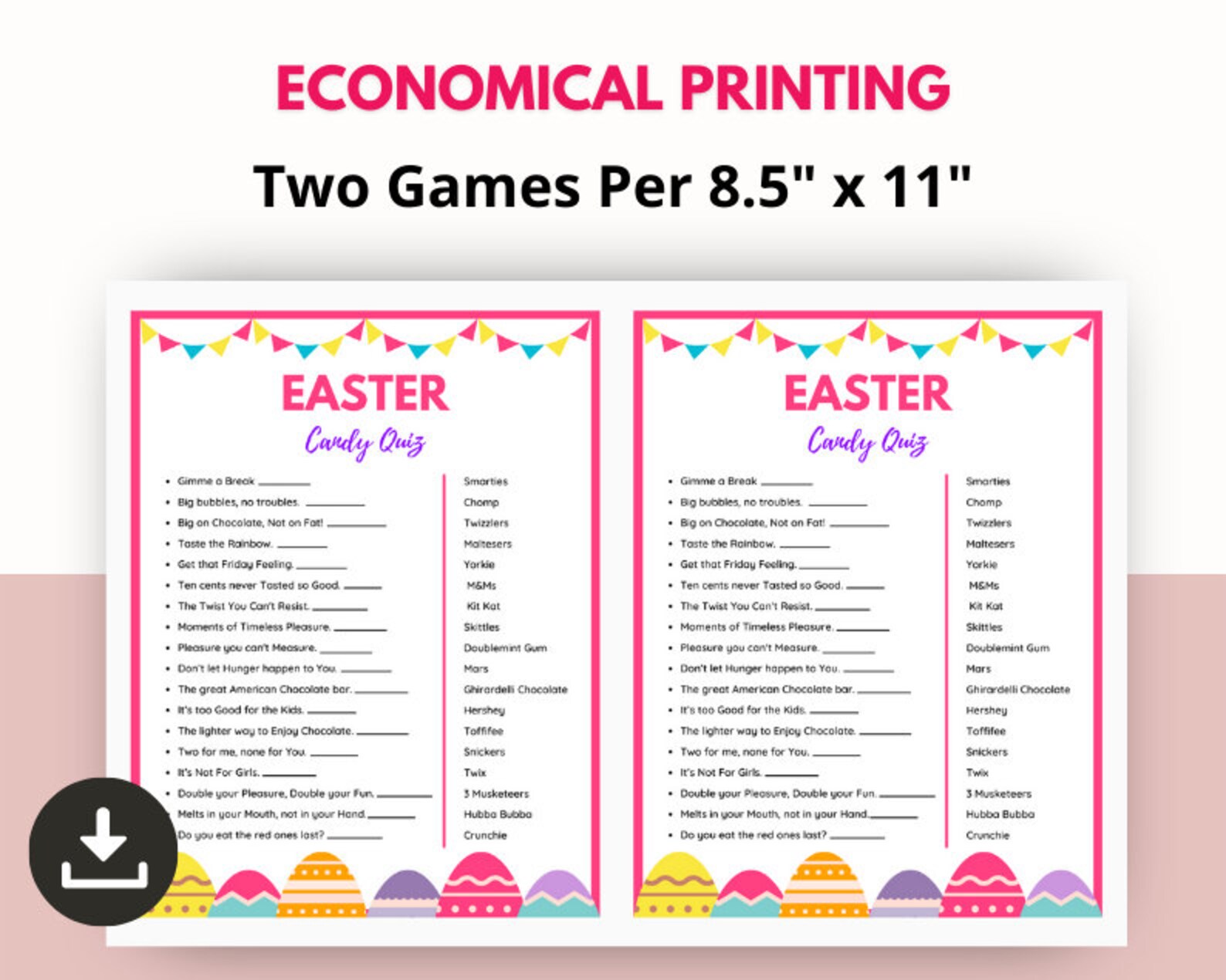 Easter Candy Quiz Game, Printable Guess the Candy Quiz, Fun Easter