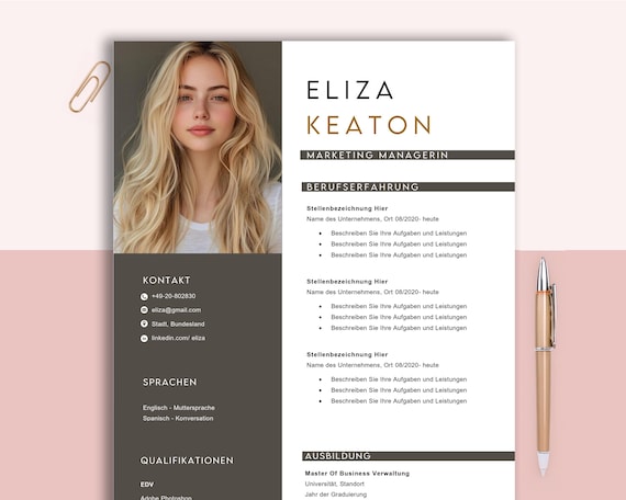 Modern Resume Template, CV Cover Letter (Word & Pages)