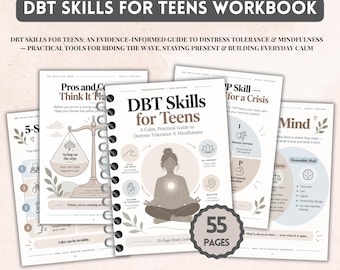 DBT Skills Workbook for teens Boundaries Communication Self-Respect Worksheets DEAR MAN, Give Fast Teen mental health therapist tool