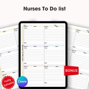 Printable Nurse To Do List Paper, Nurse Notes Template, Medsurg Nurse, Nursing Shift, Patient Medication, Nurse Planner, Digital Download