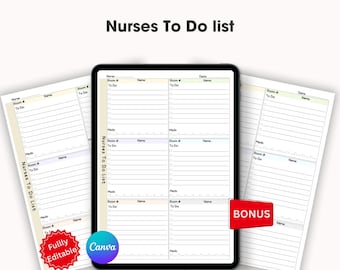 Printable Nurse To Do List Paper, Nurse Notes Template, Medsurg Nurse, Nursing Shift, Patient Medication, Nurse Planner, Digital Download