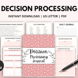 Decision Processing Journal, Thought Processing Journal, Decision Making Worksheet, Decision Priority Matrix, Decision Making Journal Prompt