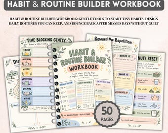ADHD Habit & Routine Builder Workbook | ADHD Workbook for Adults | Daily Routine Planner | ADHD Coping Skills | Consistency Tracker