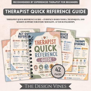 May include: A spiral-bound Therapist Quick Reference Guide featuring 42 pages of evidence-based tools and techniques. The cover displays the title in bold text with colorful illustrations, including icons for tools, strategies, and support.
