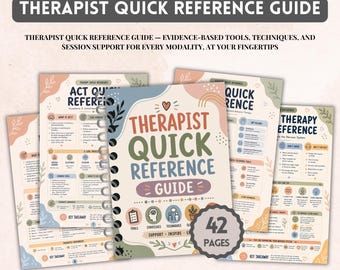 Therapist Quick Reference Guide | CBT, Dbt, Act, Emdr, Ifs, Sfbt, MI, | Session Resources for Mental Health Professionals Therapy Tolls