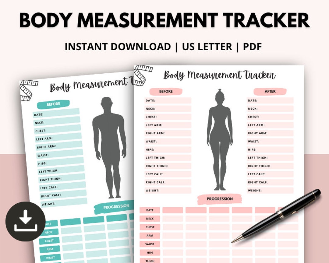 Body Measurement Tracker, Weight Loss Tracker, Printable