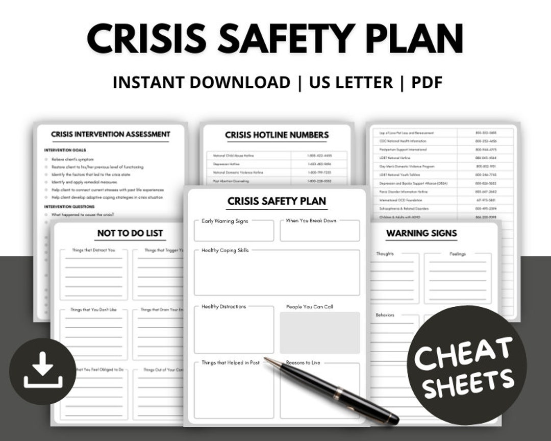 Crisis Safety Plan Worksheets, Crisis Intervention Assessment ...
