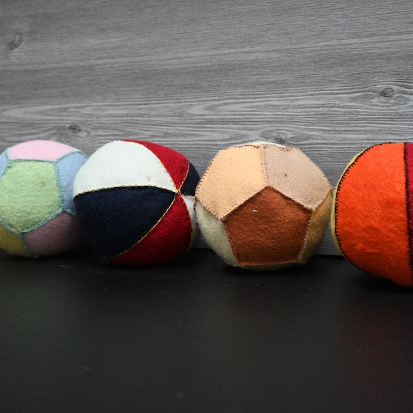 Waldorf Style Baby Ball Handsewn Natural Wool - Natural Play, Baby Gift and First Toy made with Wool Felt