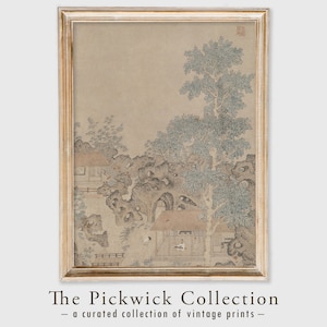 Antique Painting Color on Silk | Historical Painting | Victorian Printable Wall Art | Chinese Artwork | Moody Vintage Portrait