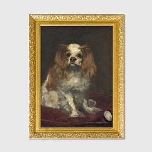 Antique Oil Painting | Vintage Printable Wall Art | A 19th Century Portrait of a Dog | Oil on Canvas Portrait | Victorian Portrait Artwork