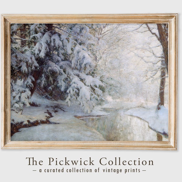 Antique Oil Painting | Victorian Printable Wall Art | Landscape Oil on Canvas | Vintage Winter Scene Artwork | Moody Vintage Portrait