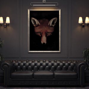 Renard the Fox, by Philip Reinagle, circa 1922 | Antique Victorian Printed Wall Art  | Vintage Dark Moody Gothic Portrait of a Fox