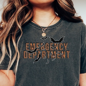 Halloween Bat Emergency Department Shirt Halloween ER Nurse Tshirt Emergency Room Tech Gift Halloween Emergency Nurse Gift Comfort Colors®