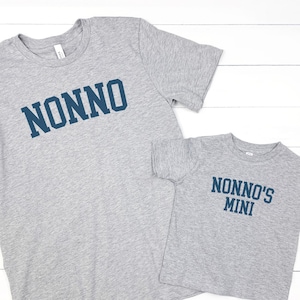 Nonno and Mini Shirts Nonno Shirt Nonno Gift Promoted to Grandpa Baby Announcement Nonno Grandson Matching Family Tshirts Fathers Day Gifts