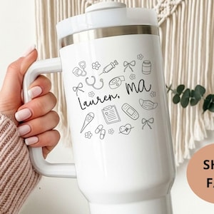 Personalized MA 40oz Tumbler Medical Assistant Travel Mug Gift for New MA Custom Medical Assistant Tumbler Cup Gifts for Co Worker
