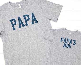 Papa and Mini Shirts Papa Shirt Papa Gift Promoted to Grandpa Baby Announcement Papa Grandson Matching Family Tshirts Fathers Day Gifts