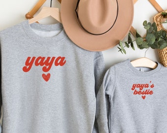 Valentines Besties Sweatshirt Yaya and Me Sweatshirts Yaya and Me Sweaters Matching Gifts Yaya and Granddaughter Best Friend Gifts