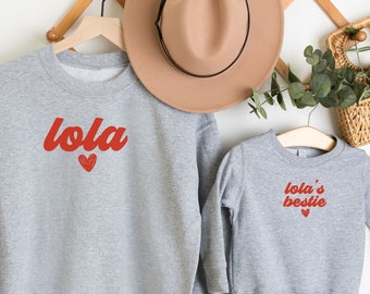 Valentines Besties Sweatshirt Lola and Me Sweatshirts Lola and Me Sweaters Matching Gifts Lola and Granddaughter Best Friend Gifts