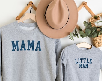Mama and Mama's Little Man Matching Set Mama and Mama's Boy sweater Boy Mommy Baby shower Gift Mom and Son Outfit Mama Crewneck New Mom Gift