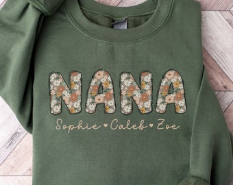 Nana Personalized Sweatshirt Nana Custom Sweater New Nana Gifts  Baby Announcement Pregnancy Reveal Promoted to Nana Nana Crewneck
