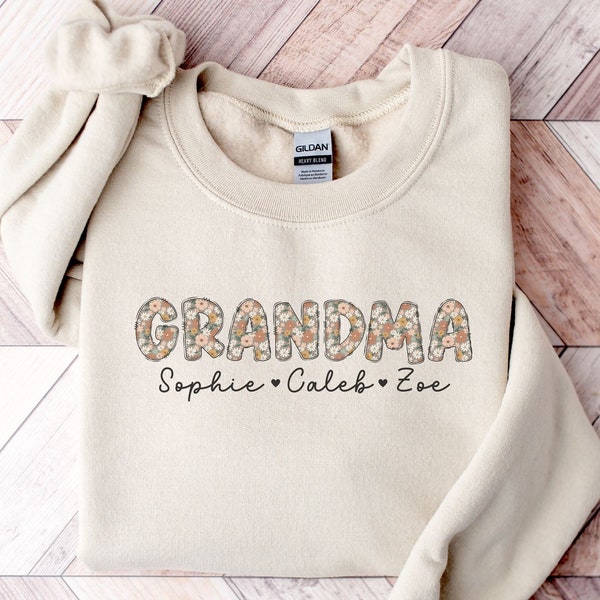 Grandma Sweatshirt Custom Grandma Crewneck New Grandma Gifts Personalized Grandma with Grandkids Names Grandmother Sweater Mothers Day Gift