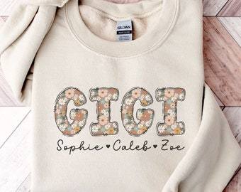 Gigi Sweatshirt Gigi Crewneck New Gigi Gifts Grandmother  Personalized Gigi with Grandkids Names Sweater Mothers Day Gift Promoted to Gigi