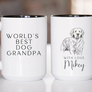 Personalized Dog Grandpa Mug Custom Dog Portrait with Name Coffee Mug Pet Gift for Dog Grandfather Dog Grandparent Gifts Fathers Day Gift