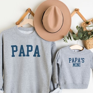 Papa and Mini Sweatshirts Papa Sweatshirt Papa Gift Promoted to Grandpa Baby Announcement Papa Grandson Matching Family Sweaters Fathers Day