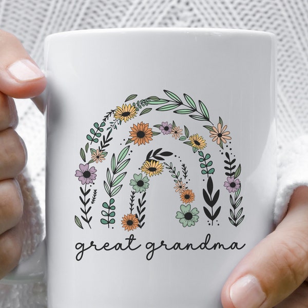 Great Grandma Mug Wildflowers Grandmother Gifts Promoted to Great Grandma Baby Announcement New Great Grandma Gift Pregnancy Reveal